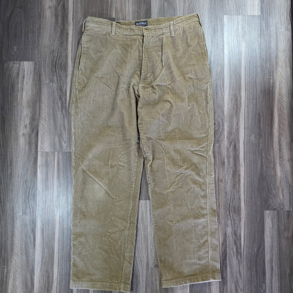 Woolrich Mens Khaki Corduroy Pants Size 38x32 Straight Leg Cotton 1516